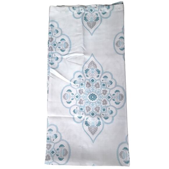 Morrocan Style Floral Pattern Polyester Fabric Shower Curtain, 72x72, Blue/White - Picture 4 of 12
